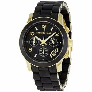 Michael Kors Runway GoldBlack Poly Chronograph